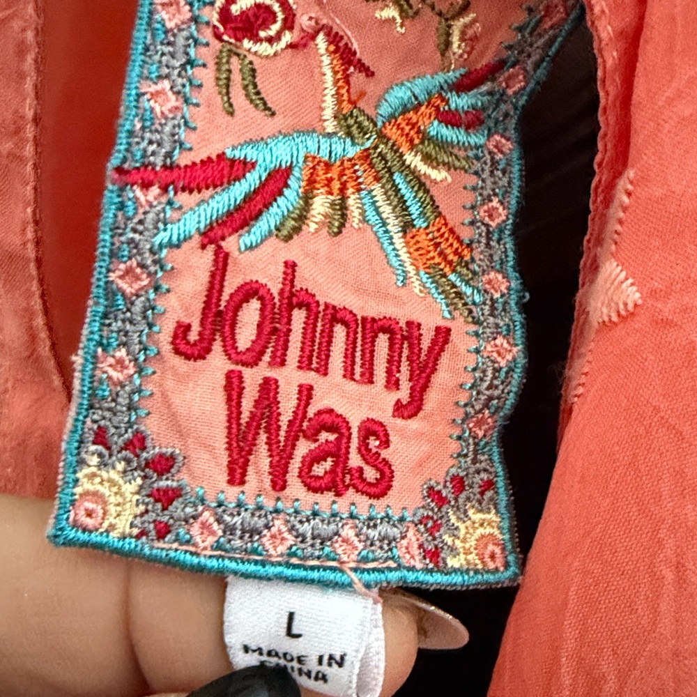 Like New Johnny Was! Orange button up sleeveless tunic embroidered sides size lg - Picture 4 of 15
